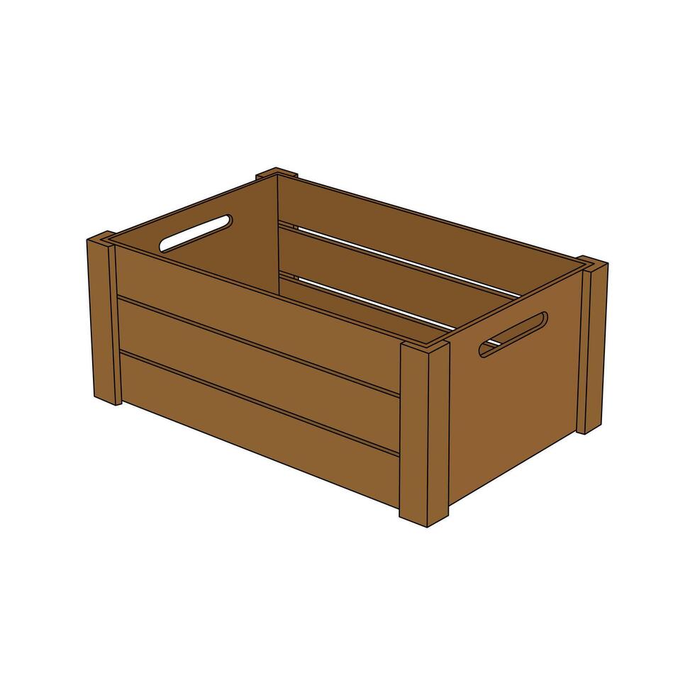 kids drawing illustration wooden crate cartoon isolated vector