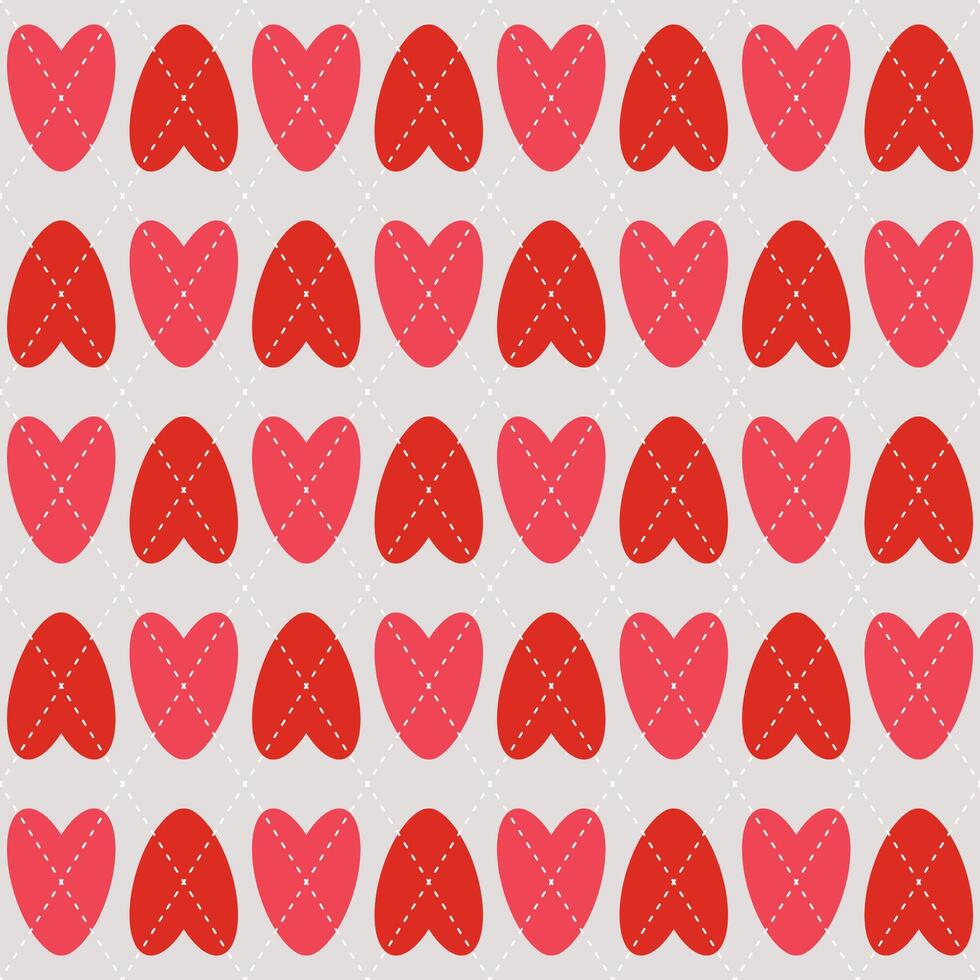 Argyle hearts seamless pattern. Valentine's Day cute background. vector
