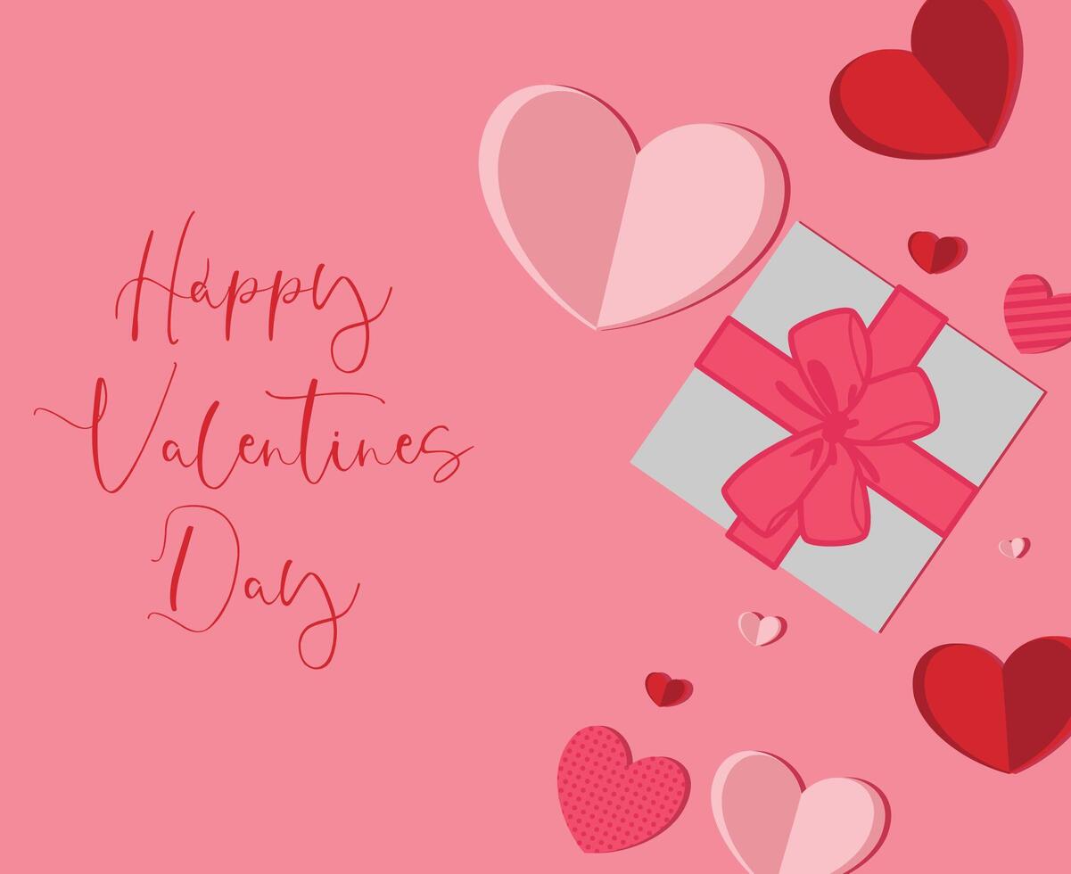 Valentine's day greeting card templates with heart shape and gift box vector