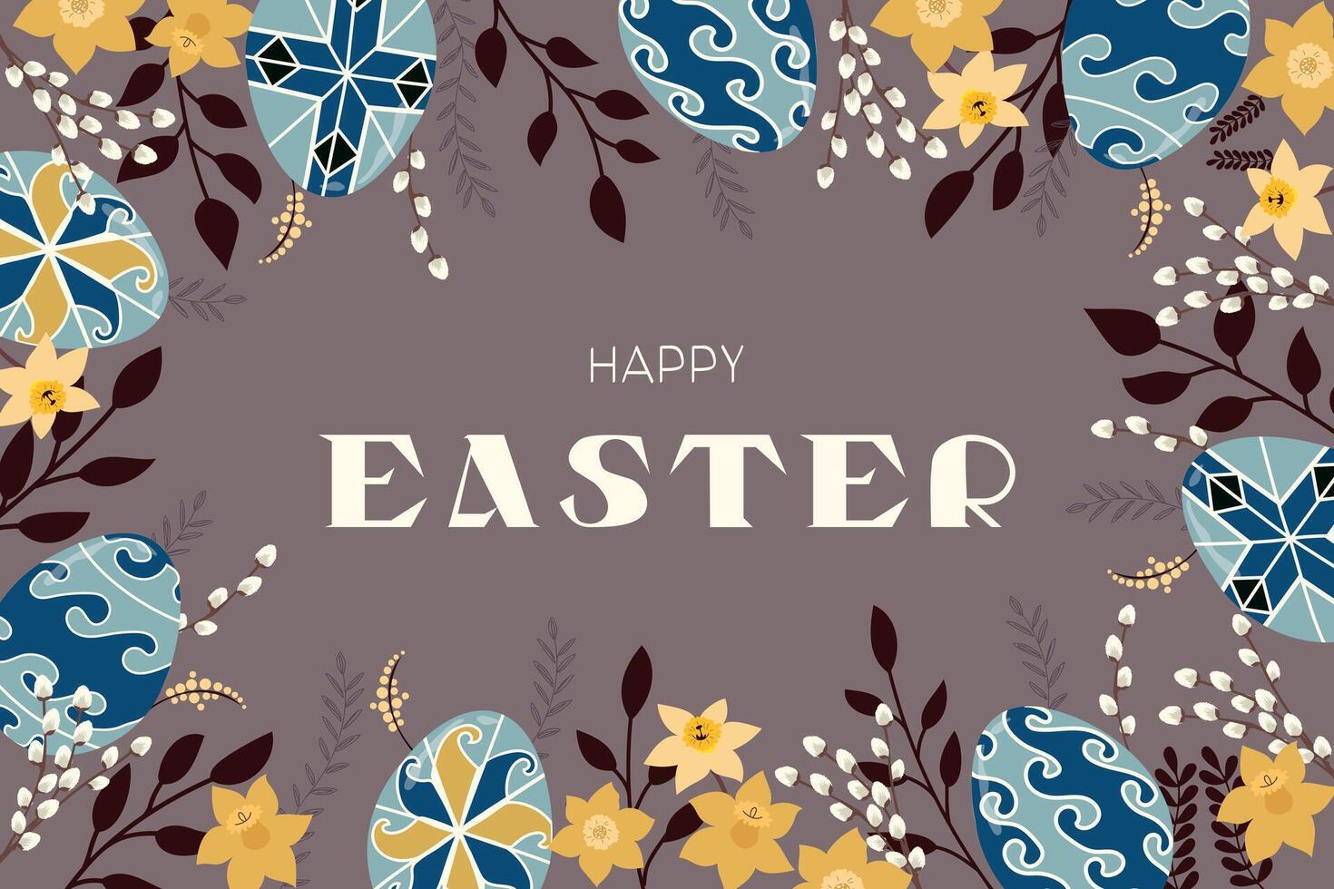 Happy Easter horizontal card vector