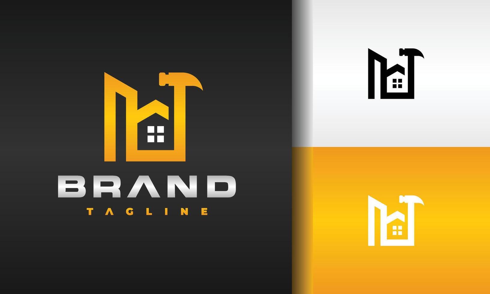 building home hammer logo vector