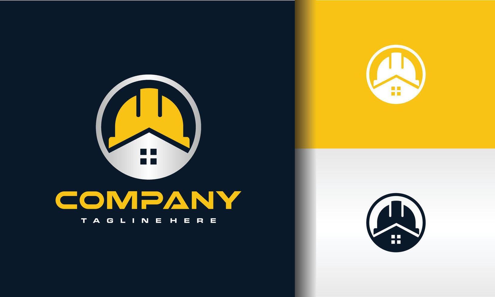 circle home helmet construction logo vector