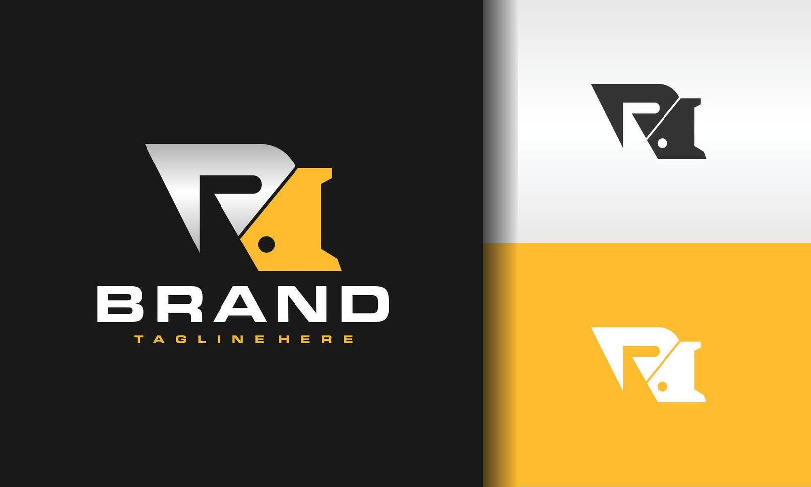 letter R scoop bulldozer logo vector