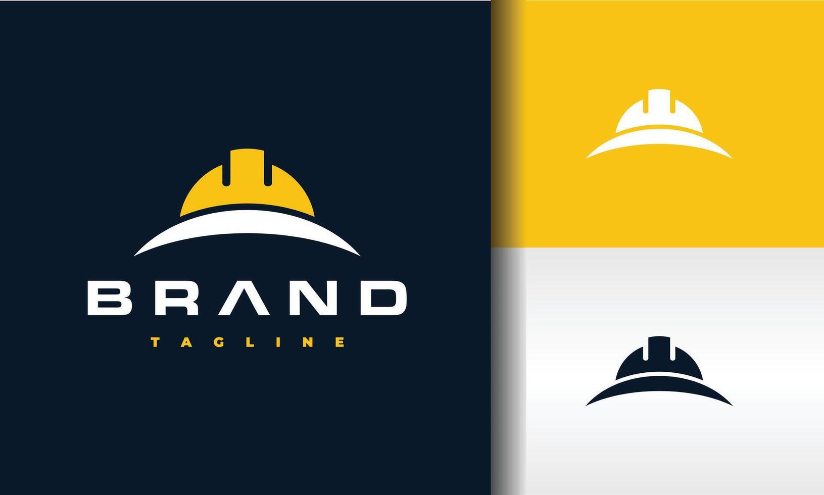 curved line construction helmet logo vector