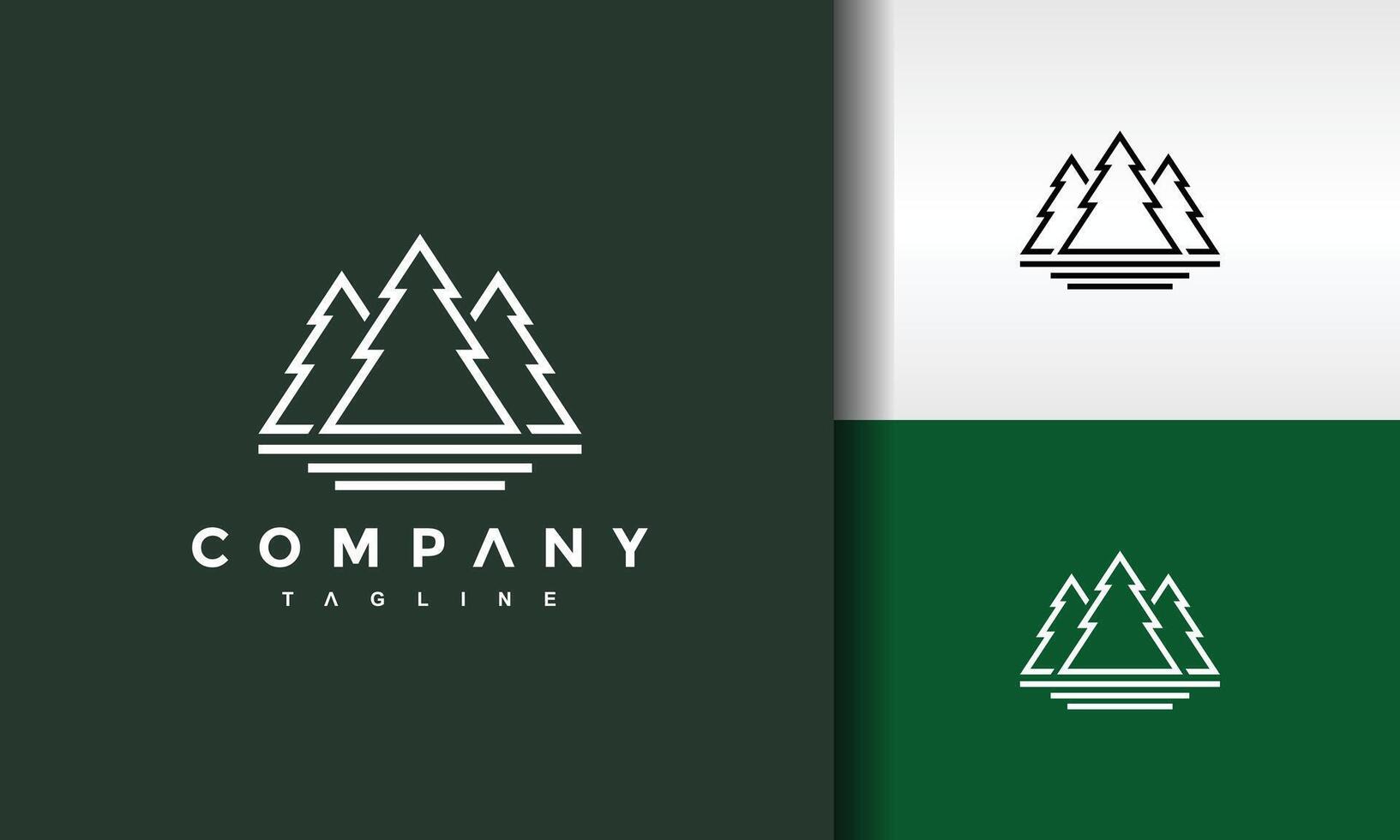 three fir trees line logo vector