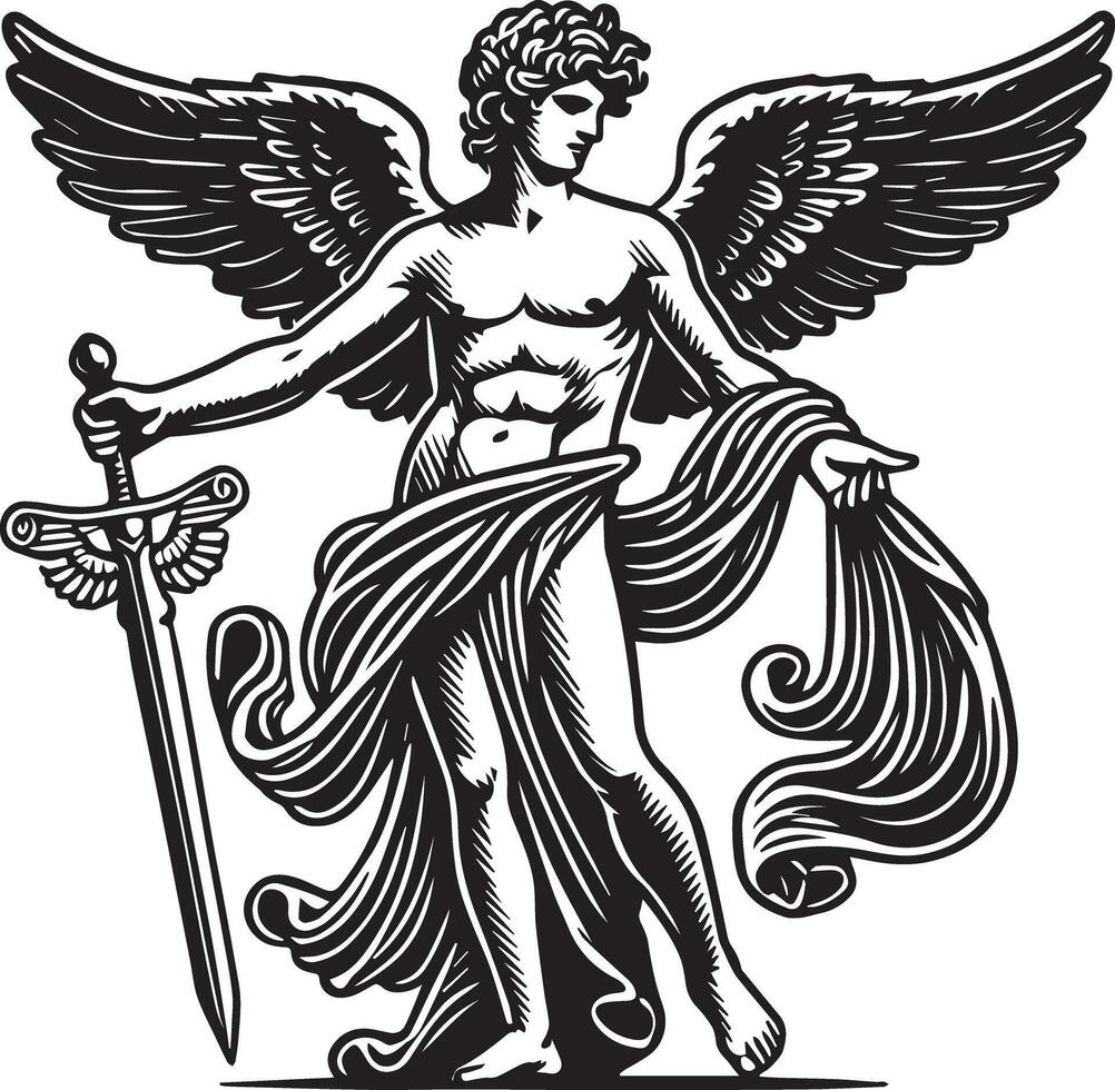 detailed illustration of God Apollo, the Greek god of music, poetry, and prophecy, depicted with his lyre and laurel wreath, symbolizing his divine role in Greek mythology vector