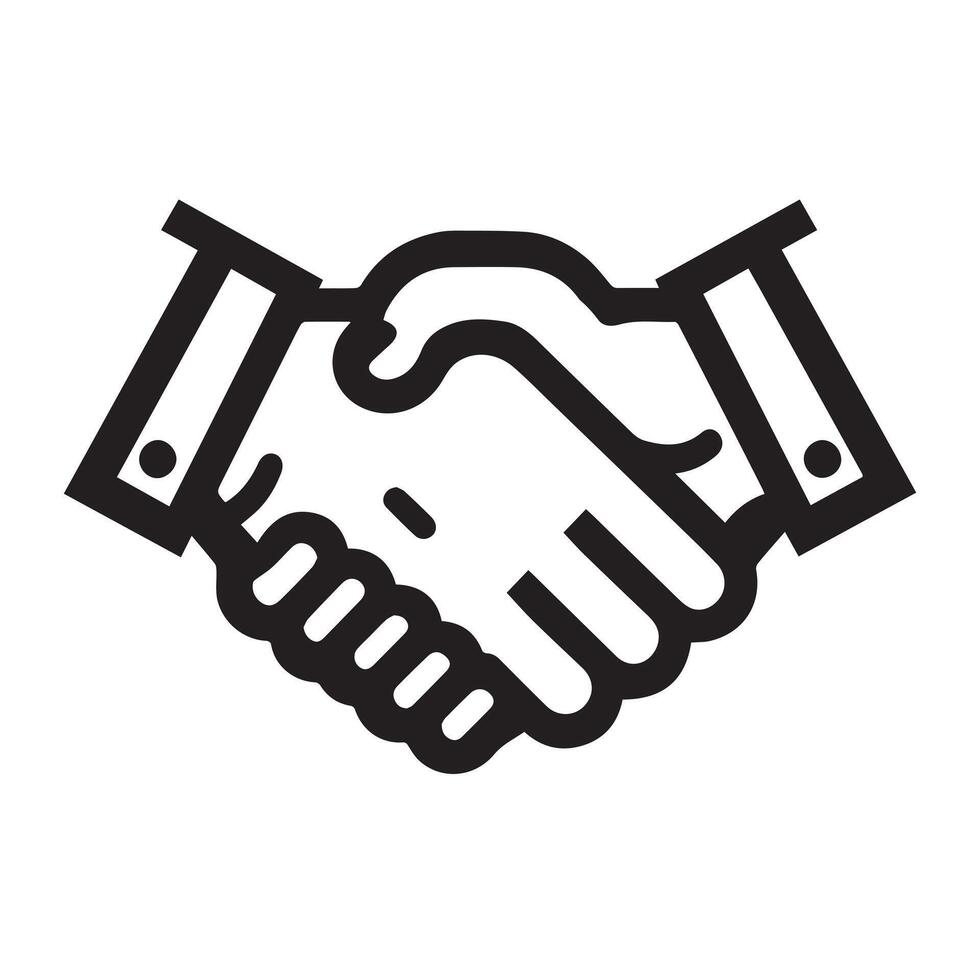 Simple Black Line Icon of a Business Handshake vector