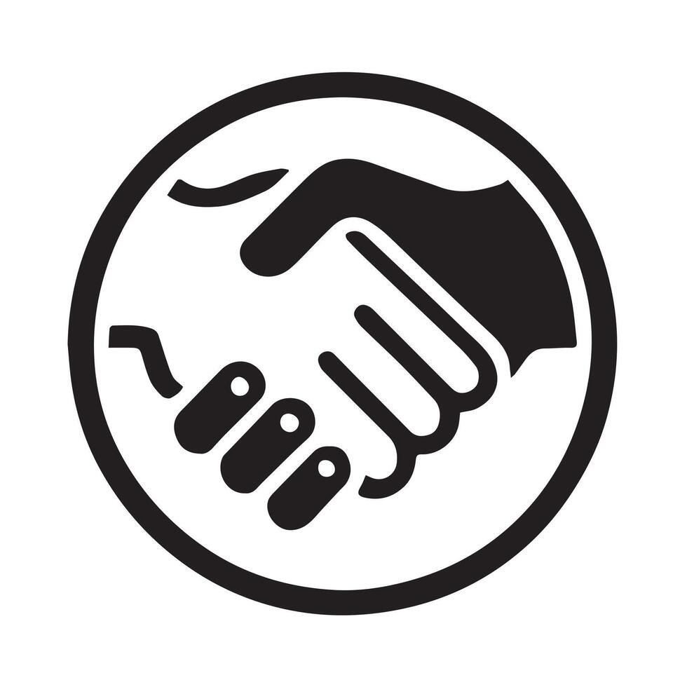 Simple Icon of Two Hands Shaking in a Circle vector