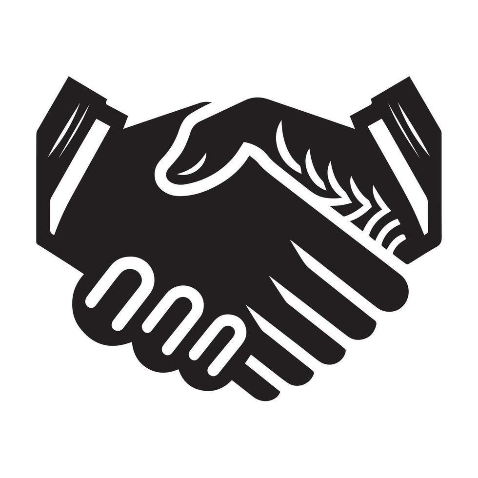 A strong, straightforward icon depicting two hands shaking. vector