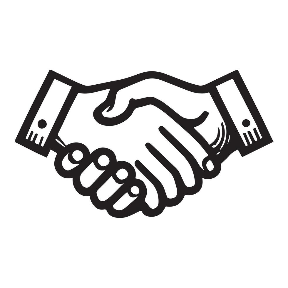 Two Hands Shaking in a Simple Line Art Business Deal vector