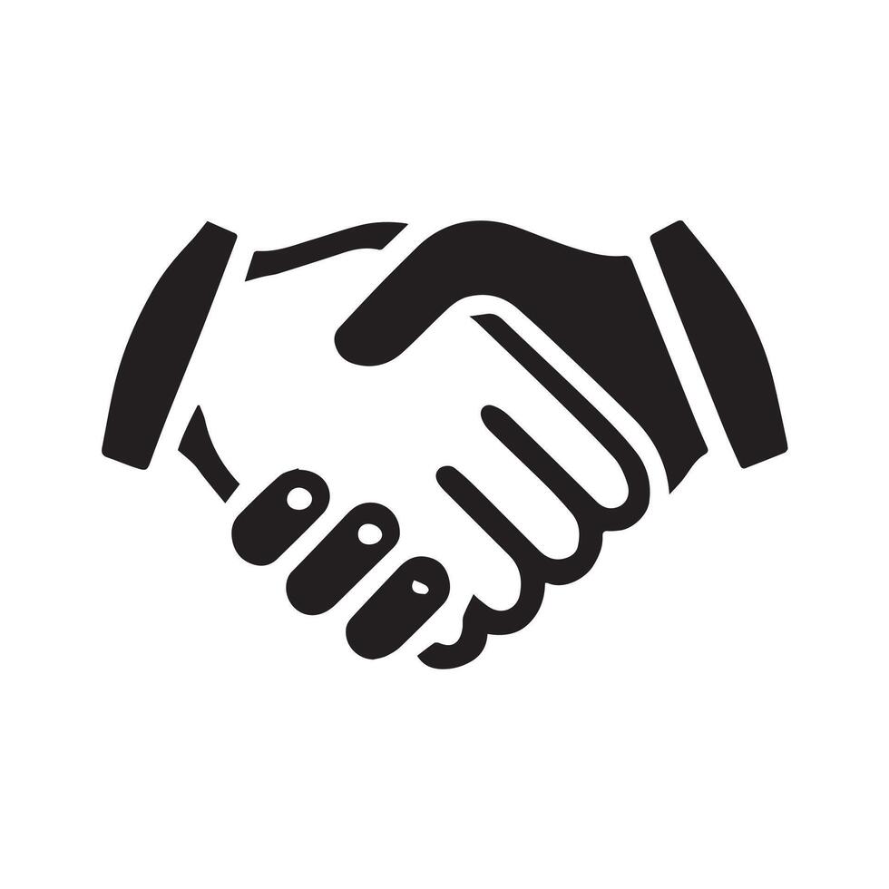depicts a handshake between two hands, with sprouting leaves above. vector
