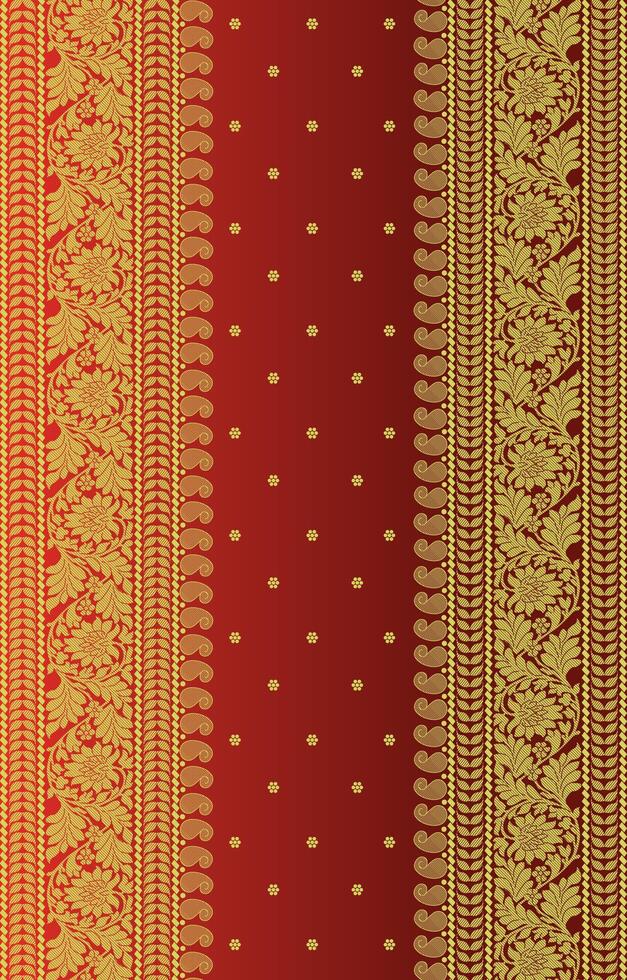 well decorated double saree border vector