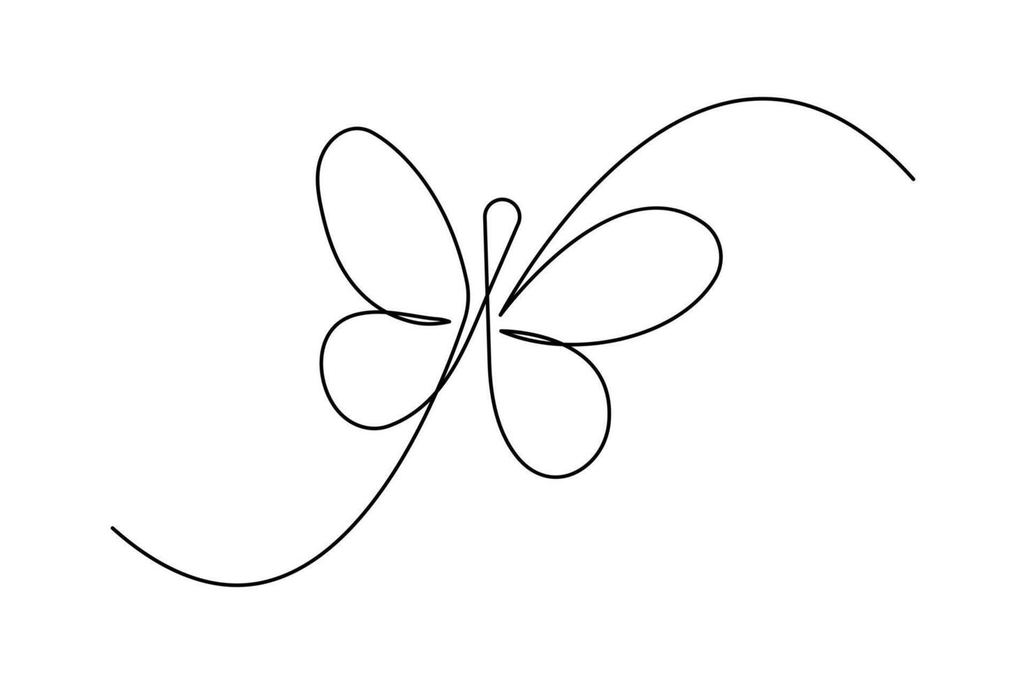 Continuous one single isolated line drawing butterfly shapes vector