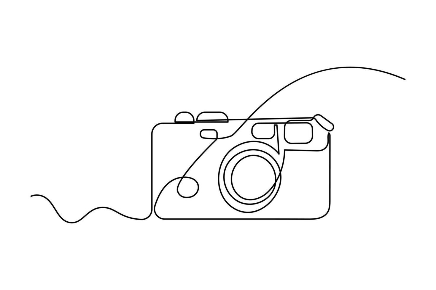 Continuous one line art drawing of camera design vector