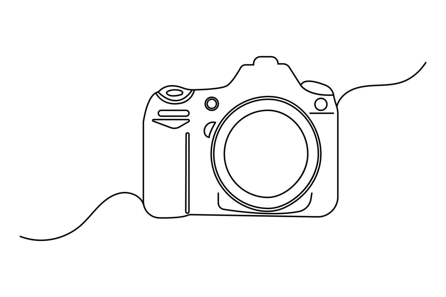 Modern camera continuous single line drawing of minimalist outline design vector