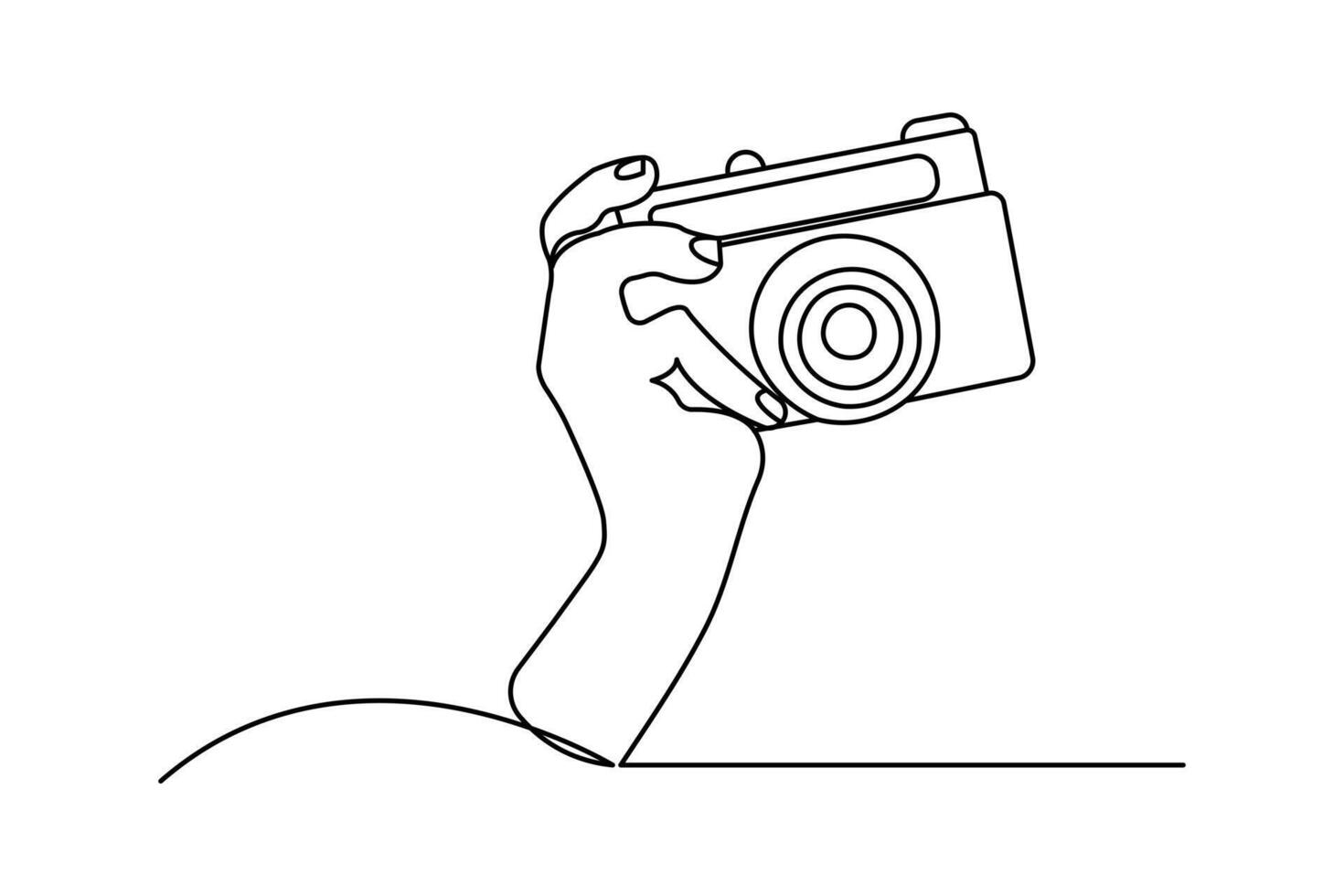 One continuous line drawing of camera linear minimalist style vector
