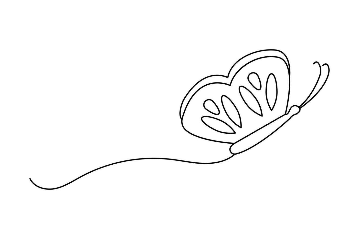 outline illustration one line art butterfly shape icon vector