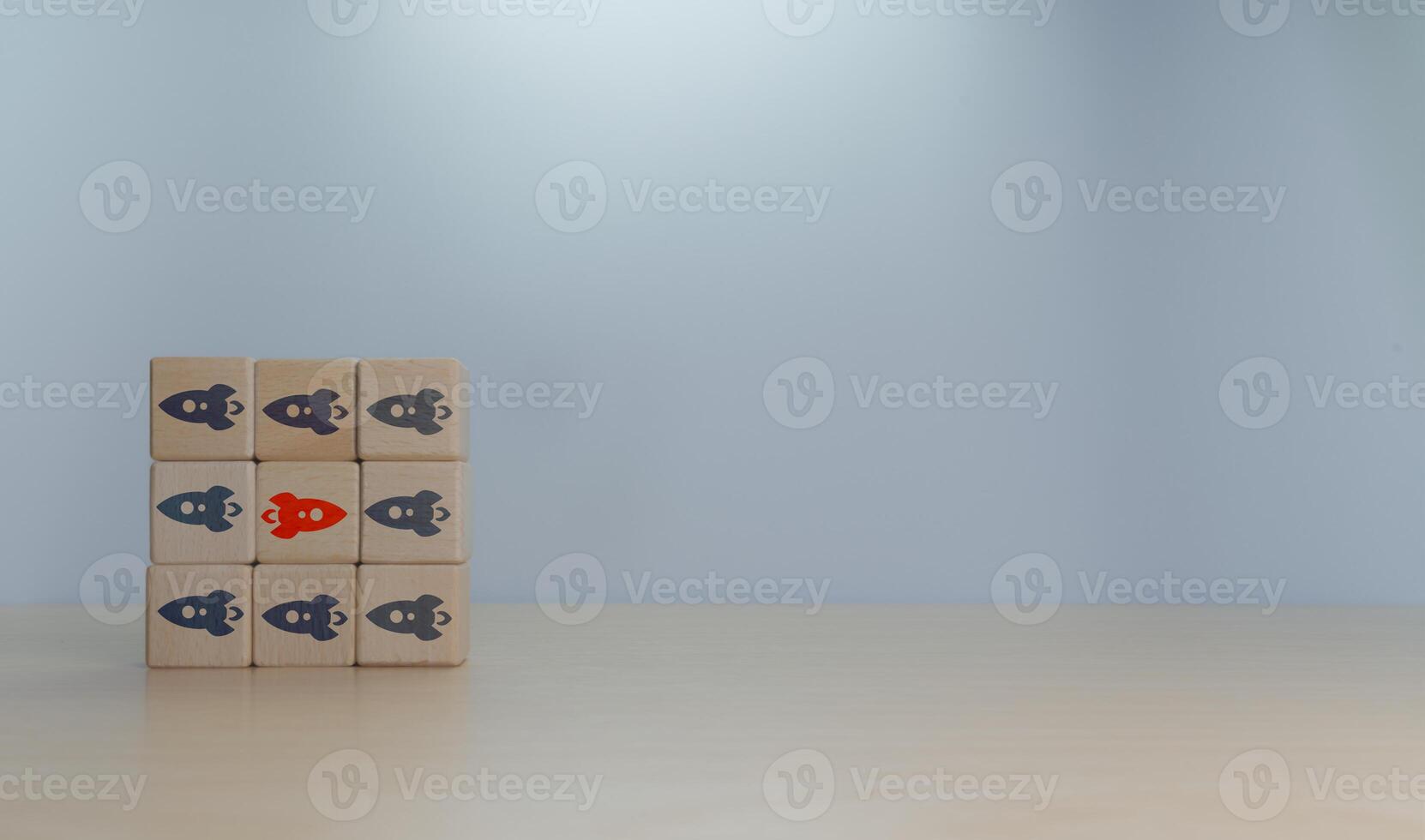 The concept is different. The red rocket goes opposite to the other rockets photo