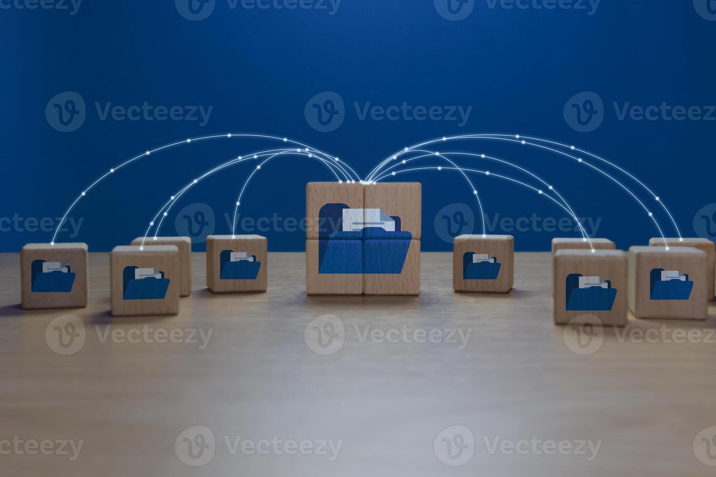 Connected folder icons, data exchange concept, data distribution, blockchain photo