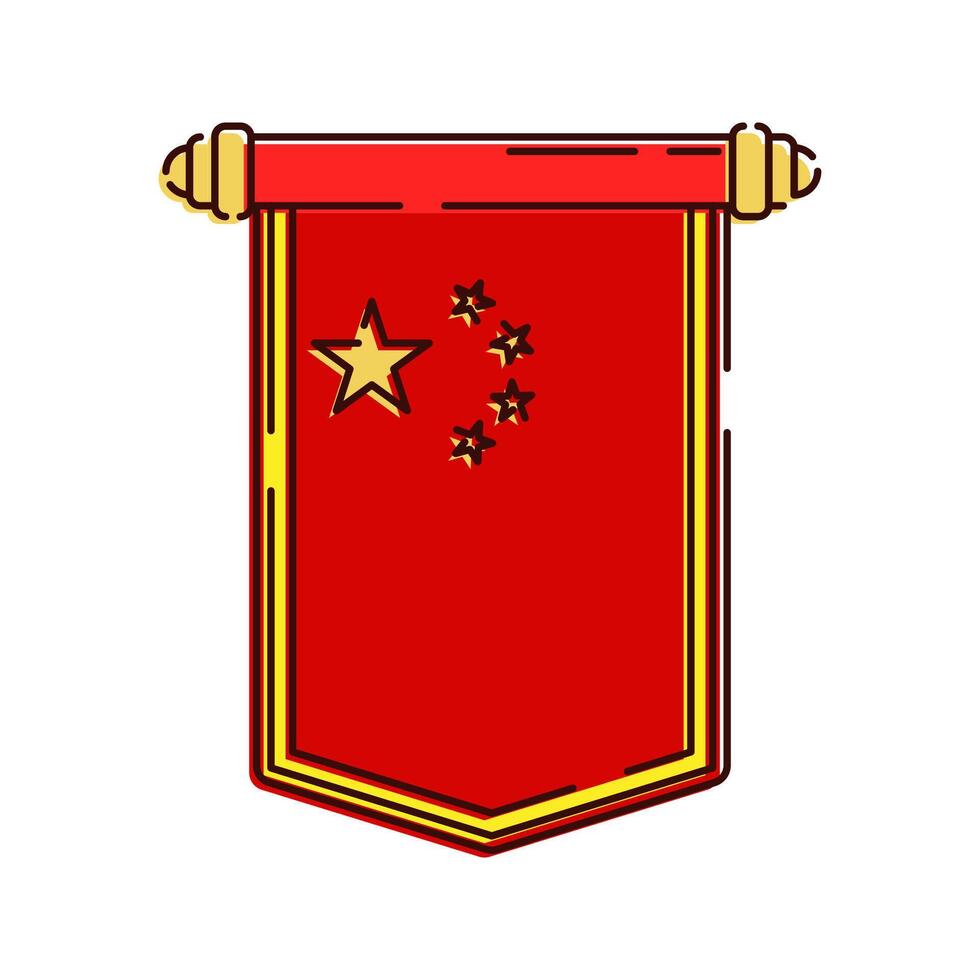 Chinese Banner Illustration, A vertical red banner featuring the Chinese flag, used for festive decorations. vector