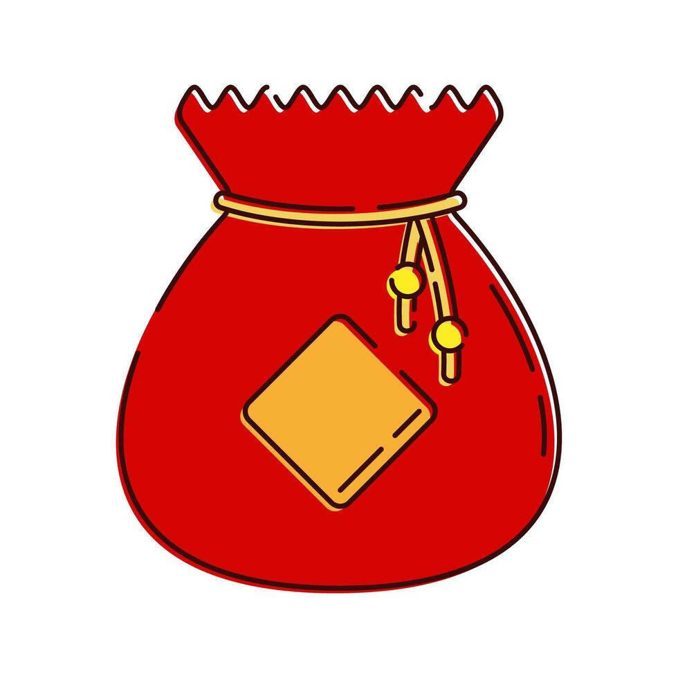 Red Money Bag Illustration, A red bag with gold details, symbolizing wealth and the gathering of fortune. vector