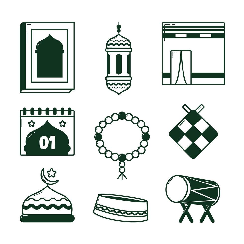 Islamic element cartoon collection icons vector