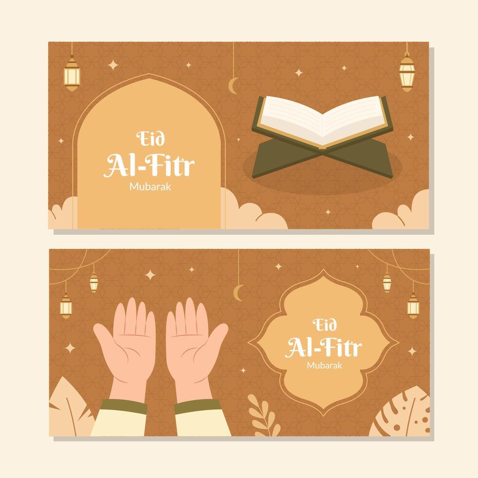 Eid mubarak banner illustration template vector