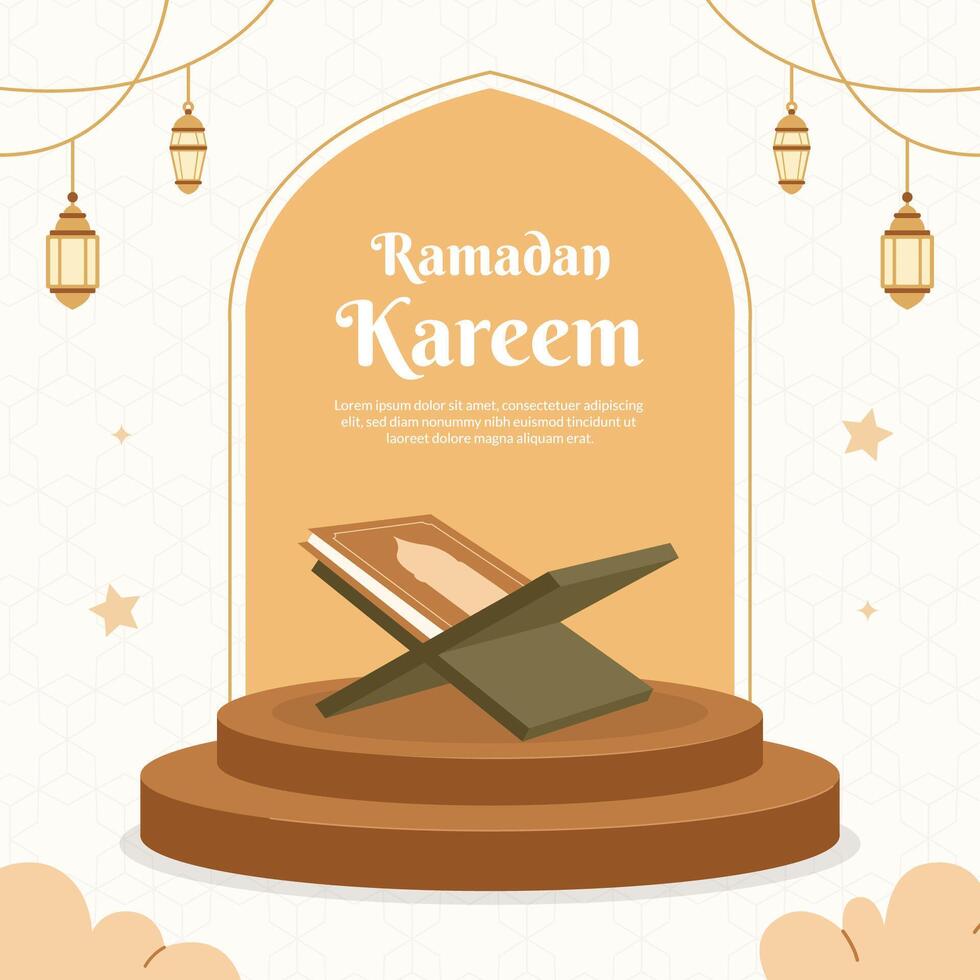 Ramadan kareem podium banner post template vector