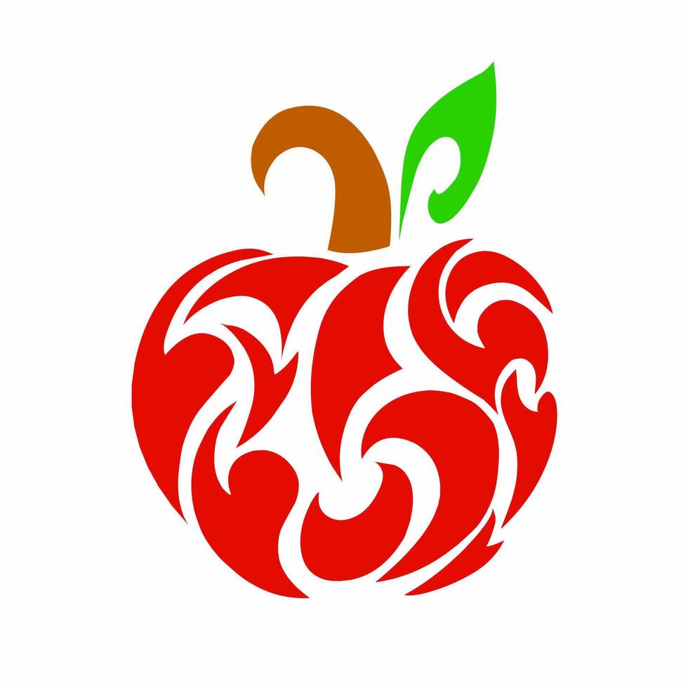 tribal art design tattoo abstract red apple fruit vector