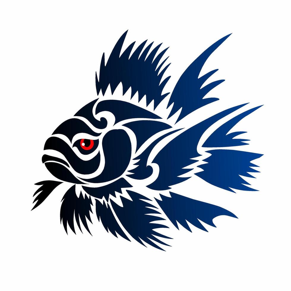 Tribal art design abstract fish tattoo sketch vector