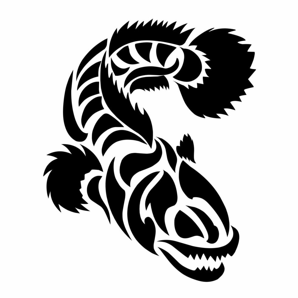 illustration graphics of tribal art design snakehead fish tattoo vector