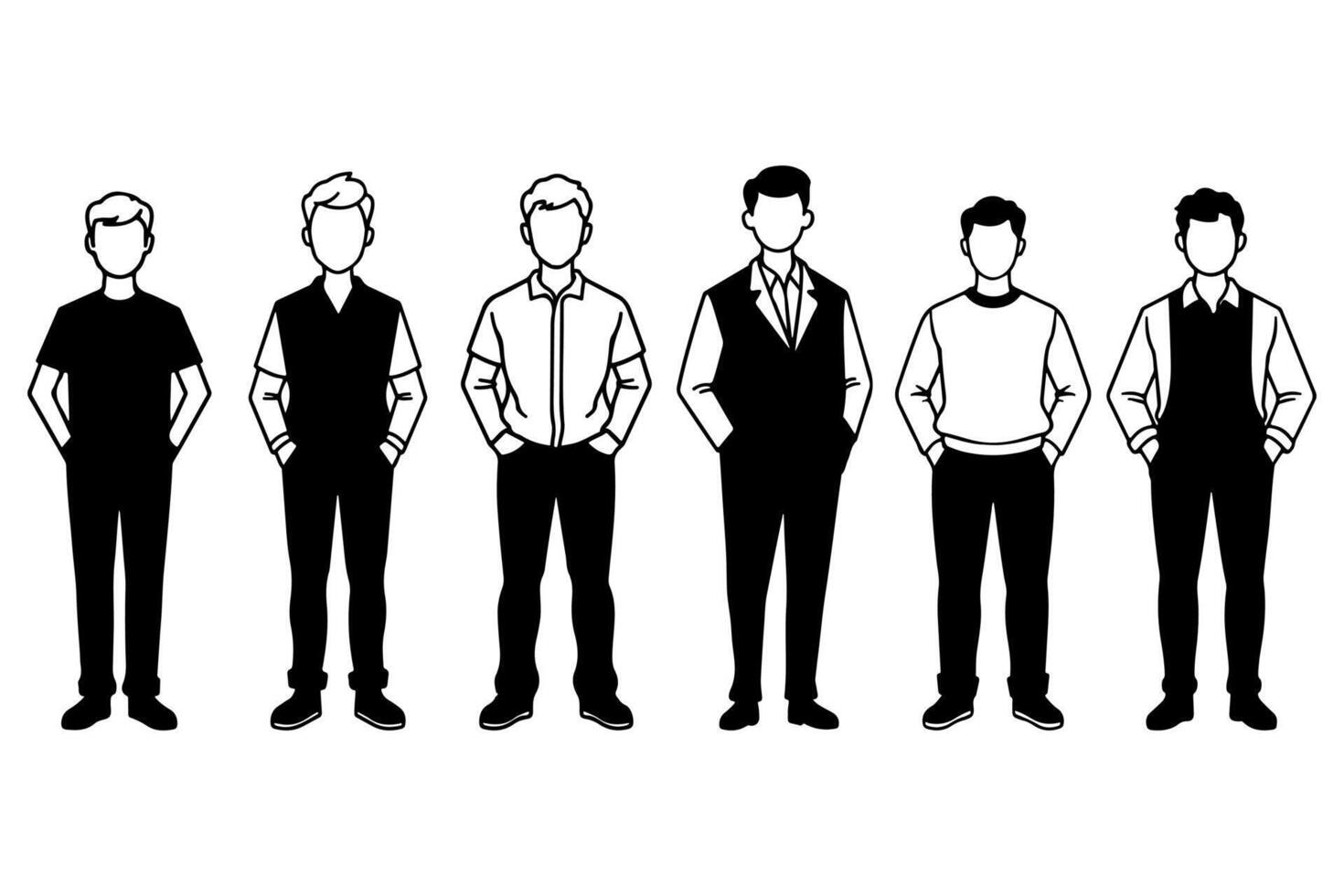Standing Man Illustration Set vector
