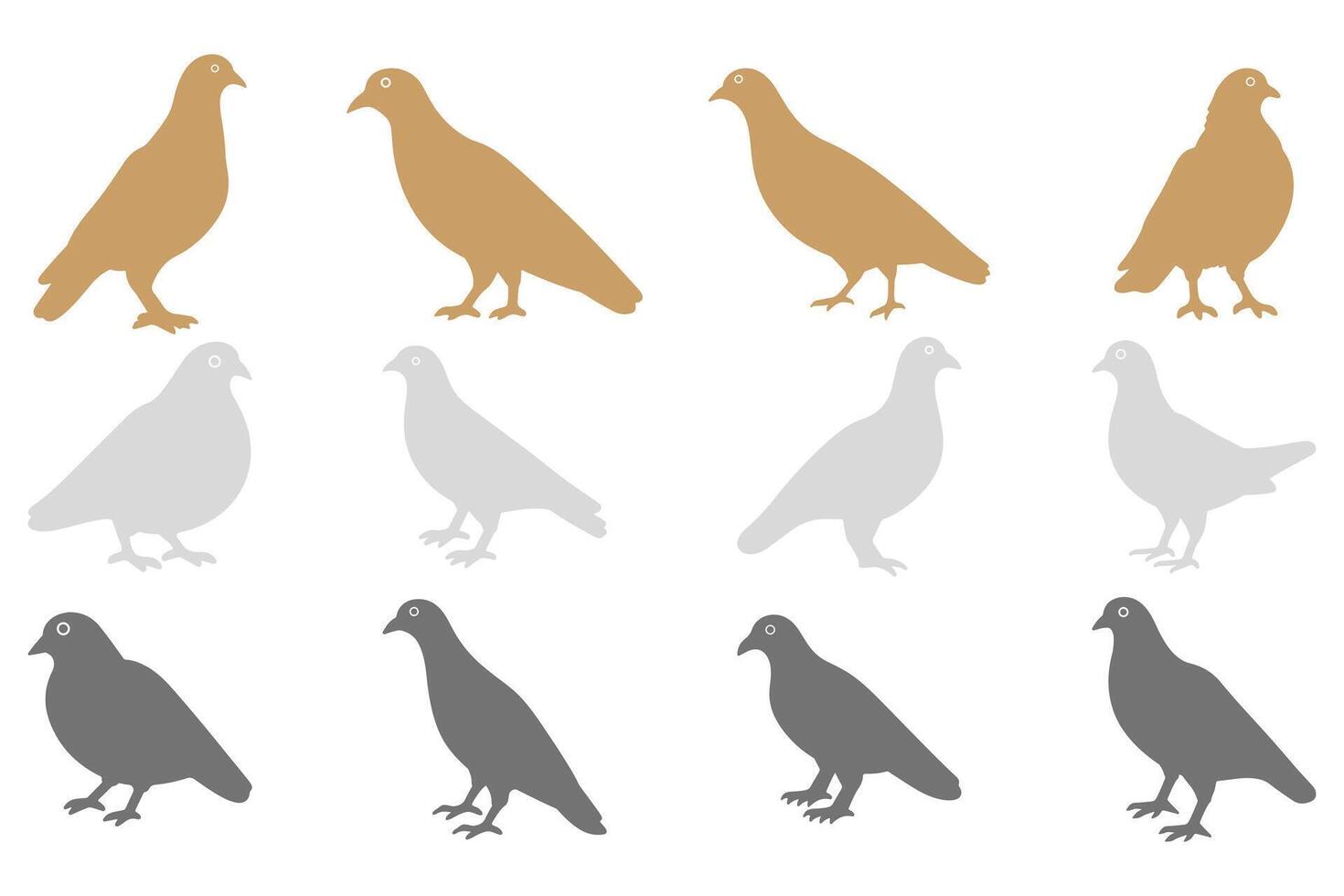 Simple Pigeon Bird Illustration Design Set vector