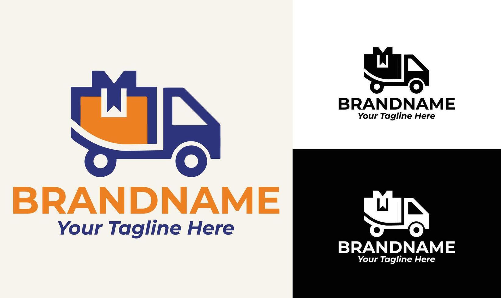 Sleek Delivery Truck Logo with Package Design for Courier and Logistics Businesses vector