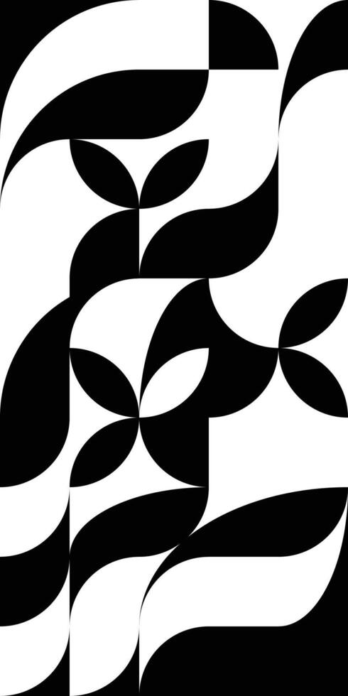 Geometry minimalistic artwork poster with simple shape and figure. Abstract stylized leaves and flowers pattern. Bauhaus style composition for print or laser cutting machine vector