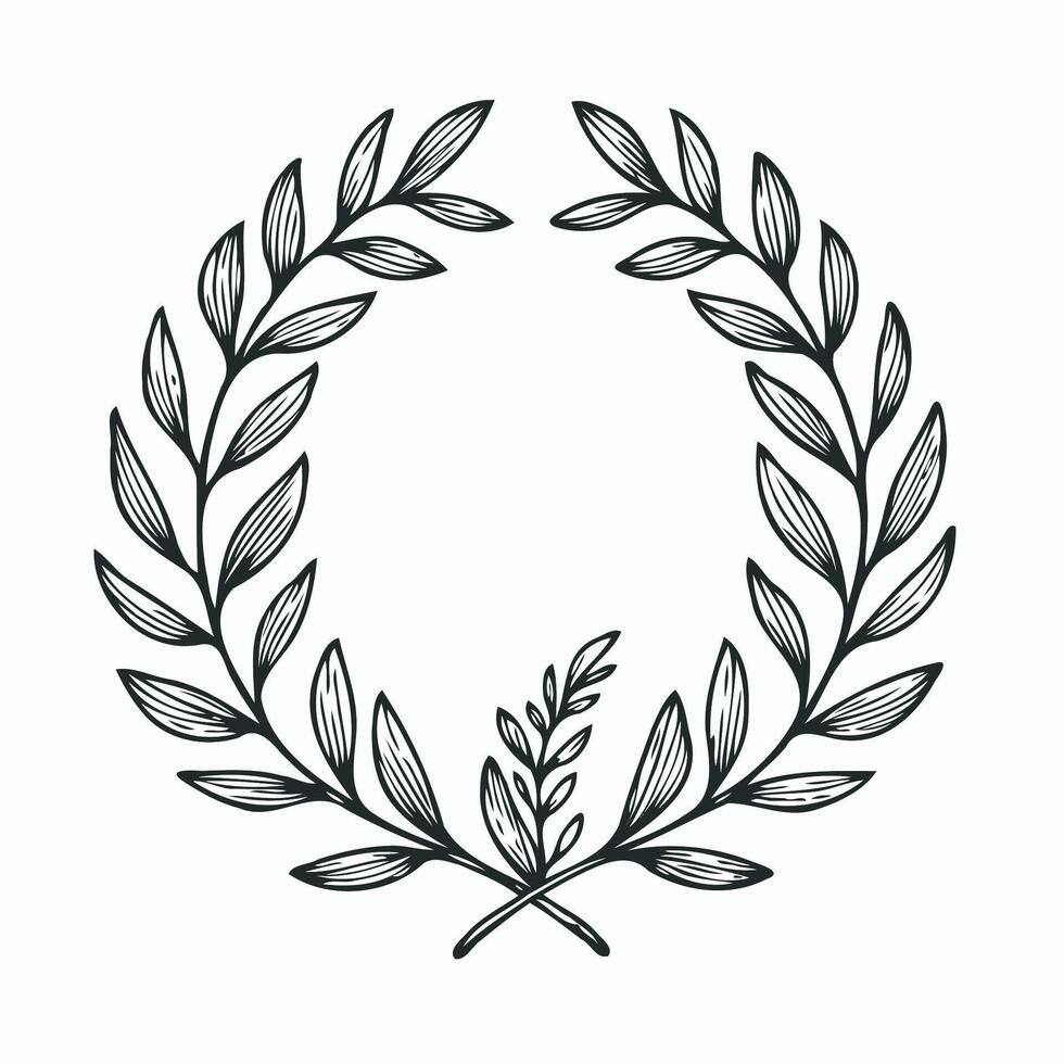 Laurel Motif symbol. A wreath with a leaves and a symbol for the winner of the contest. A wreath of decorative elements of plants vector