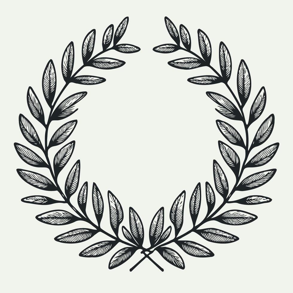 wreath, frame floral, ornament design, Laurel Motif, wreath symbol. A green leaves and a symbol for the winner of the contest. A wreath of decorative elements of plants vector