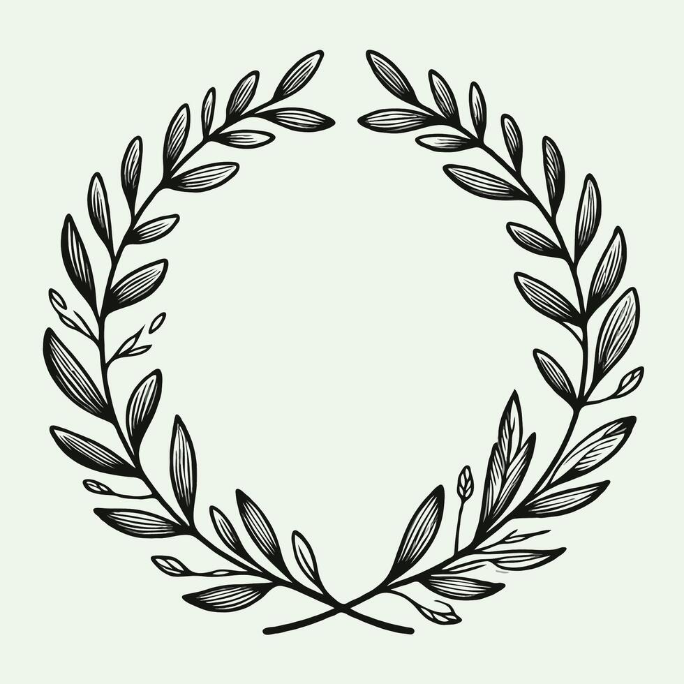 Laurel Motif, wreath symbol. A wreath with a green leaves and a symbol for the winner of the contest. A decorative elements of plants vector