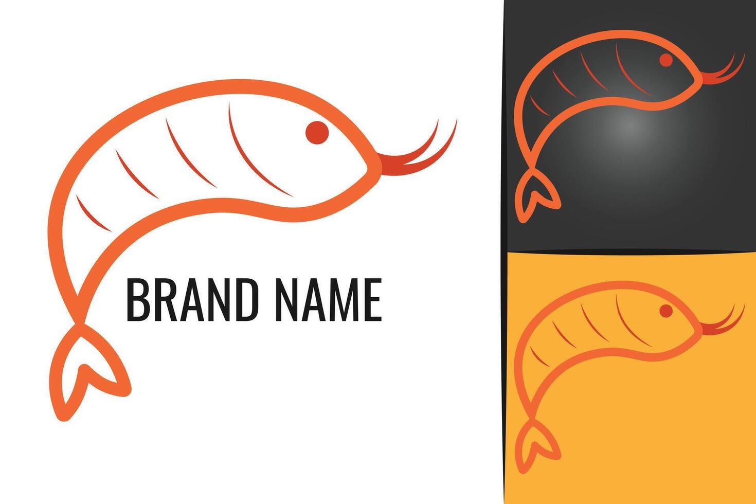 Red shrimps logo. Seafood prawn logotype. Fresh Shrimps sea food logo icon vector