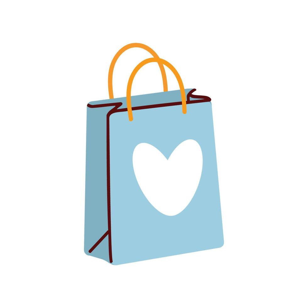 Shopping bag with heart icon illustration design graphic flat style. Romantic icon for valentines day. vector