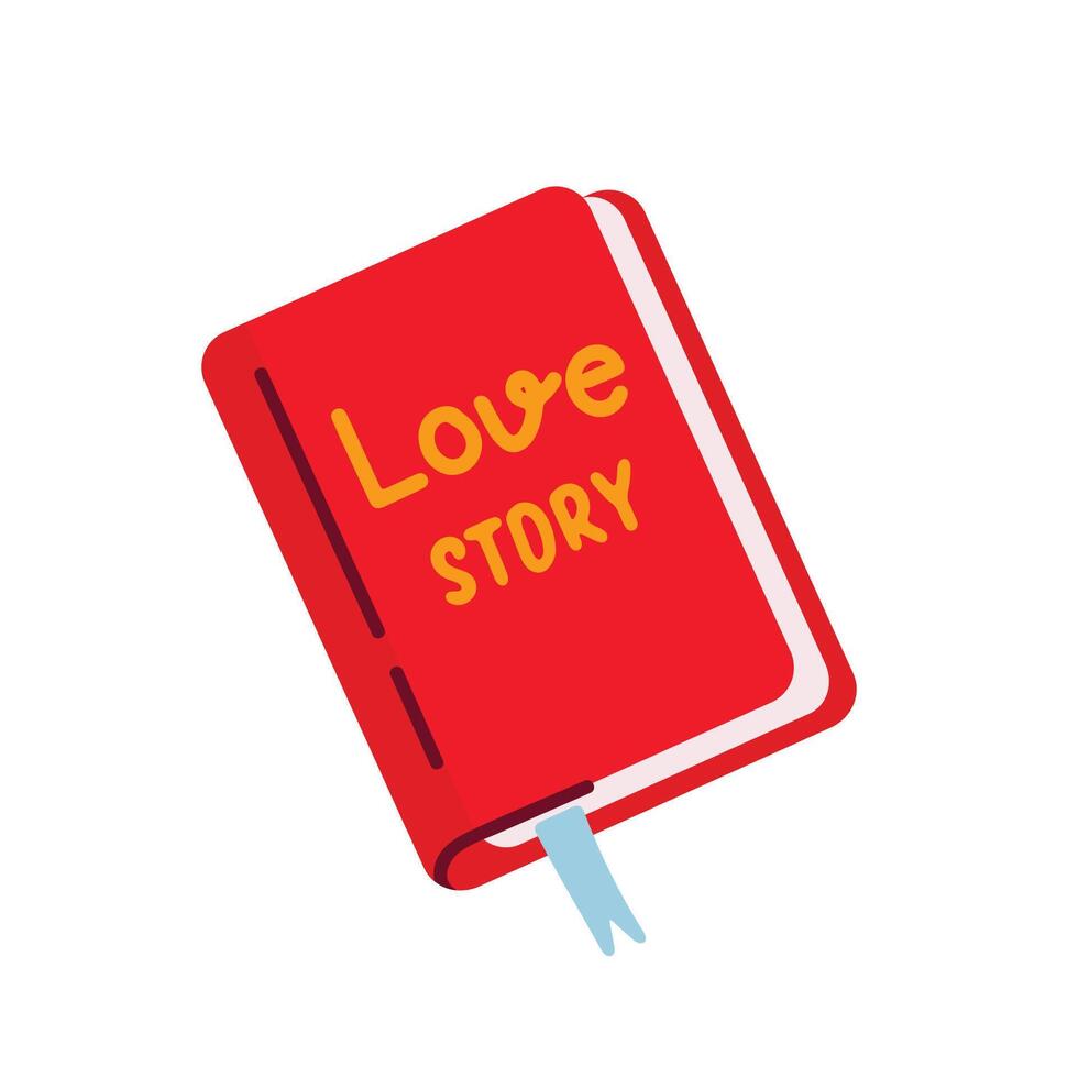 Love Story Book icon in flat style on a white background. Romantic icon for valentines day. vector