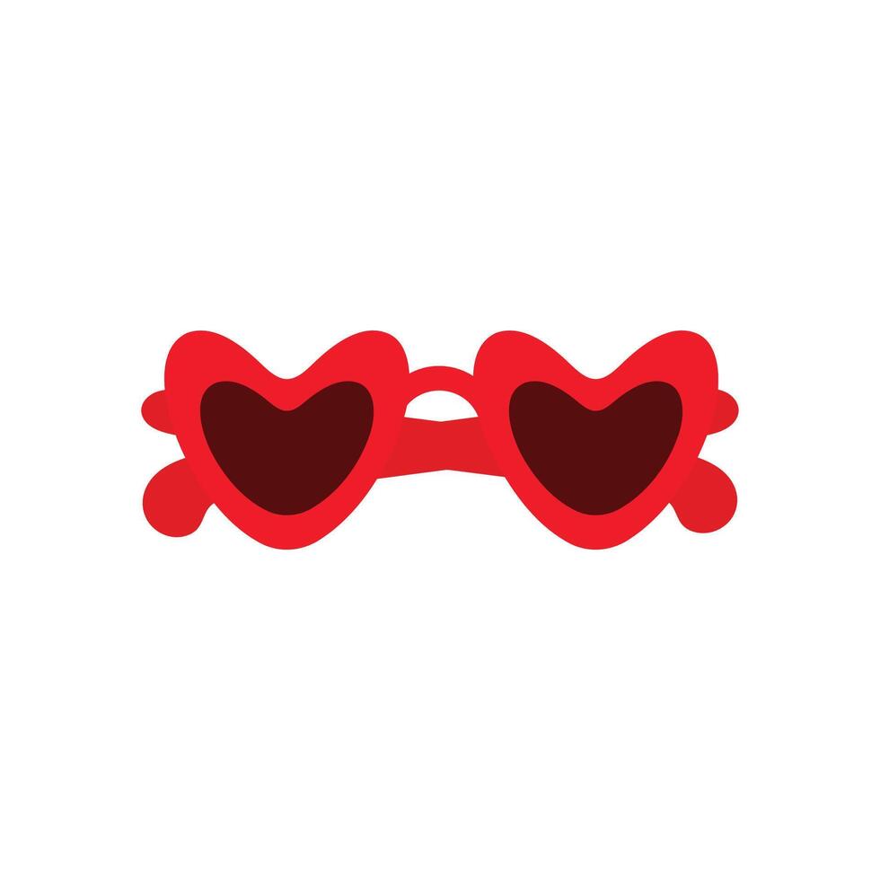 Sunglasses with hearts isolated on white background. Romantic icon for valentines day. Flat illustration. vector