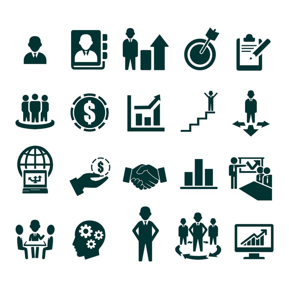 Business, Management and Human Resource Icons Set Illustration vector