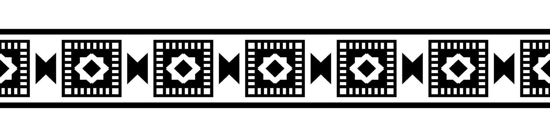 Ethnic Border Ornament. Geometric Tribal Seamless Patterns Inspired by Native American, Mexican, and African Design. vector