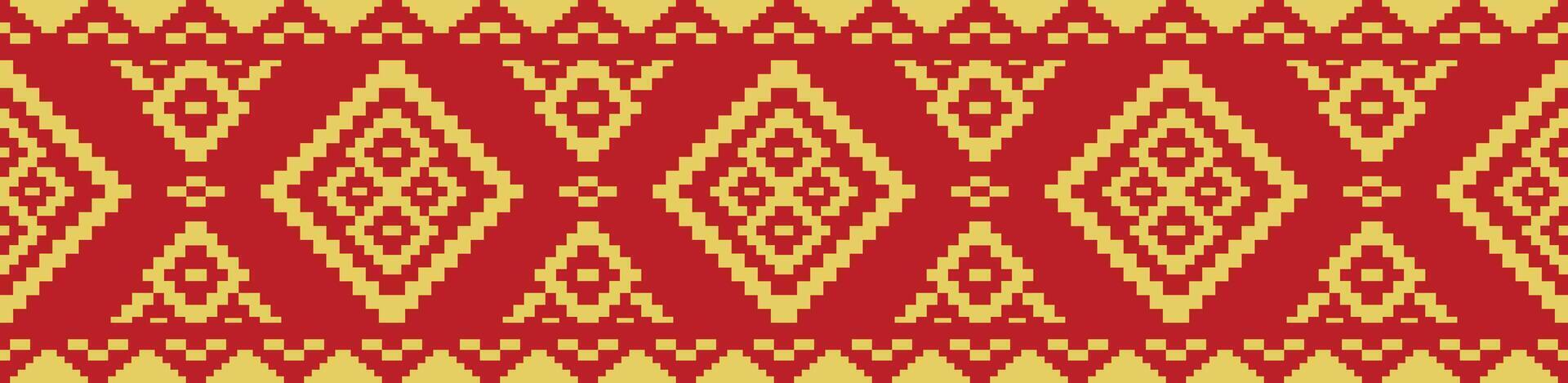 Native American and African Ethnic Ornament Border for Authentic Textile Craft. vector