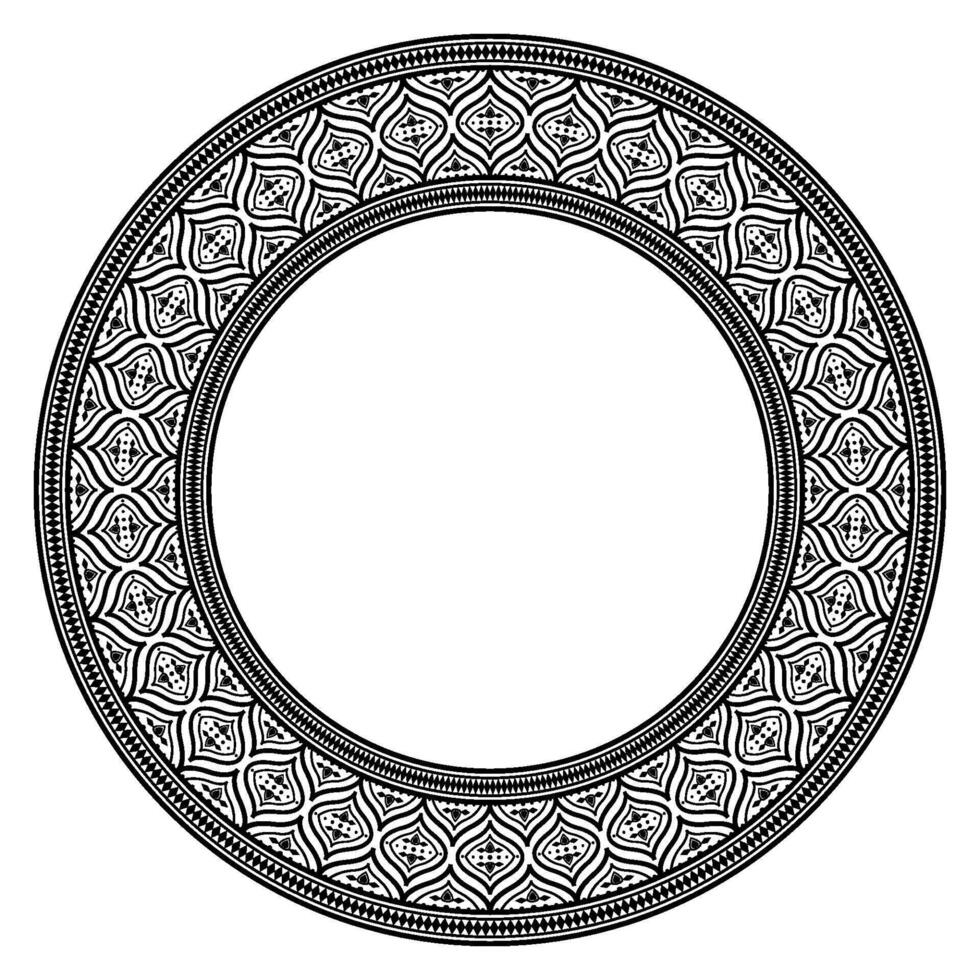 Ornamental Mandala Border Ethnic Antique Design for Textile and Rug. vector