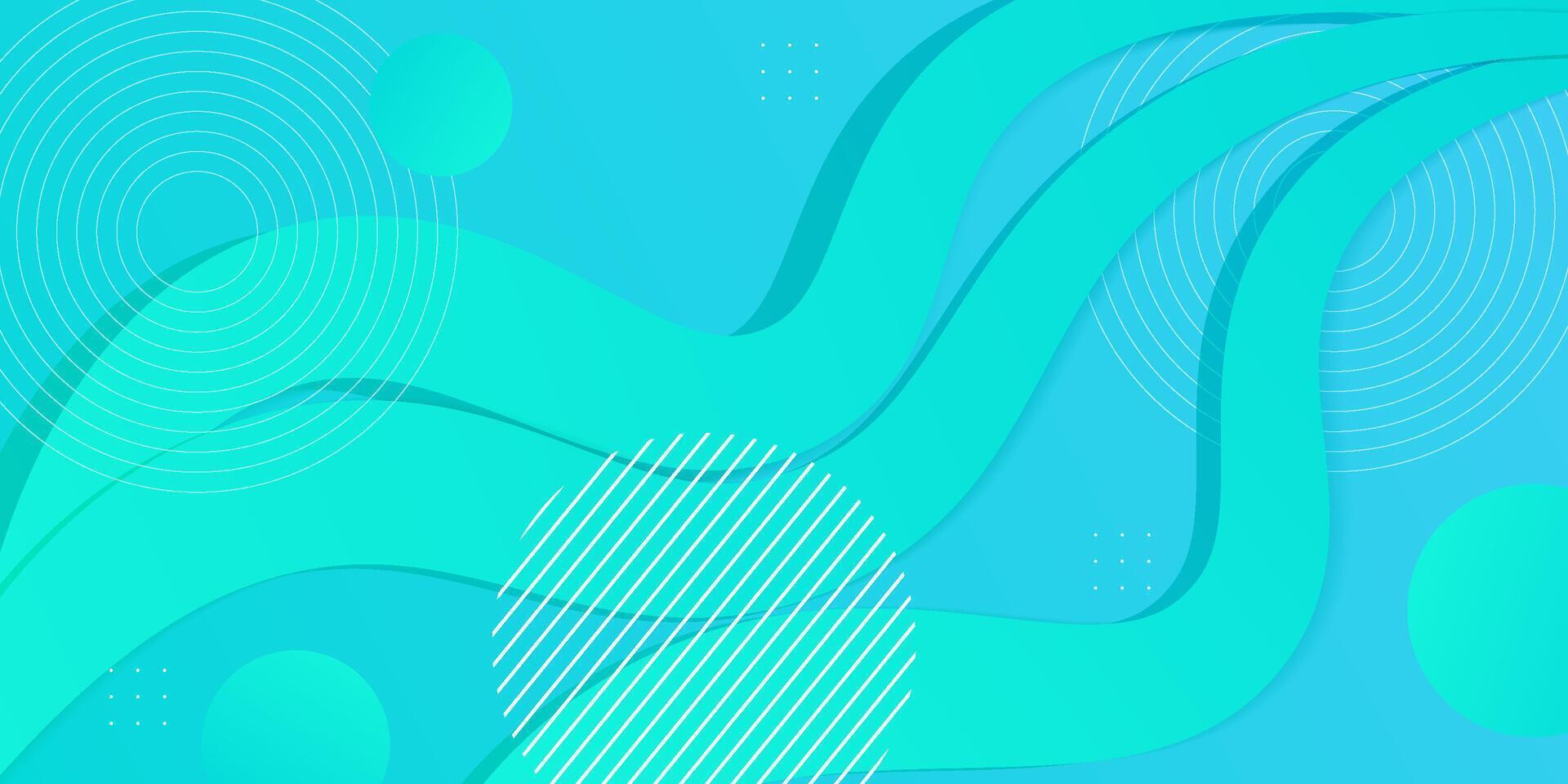 Bright blue background with cool gradient colors with geometric 3D waves and simple paper cut pattern elements. Colorful blue wave design. Simple yet elegant concept. vector
