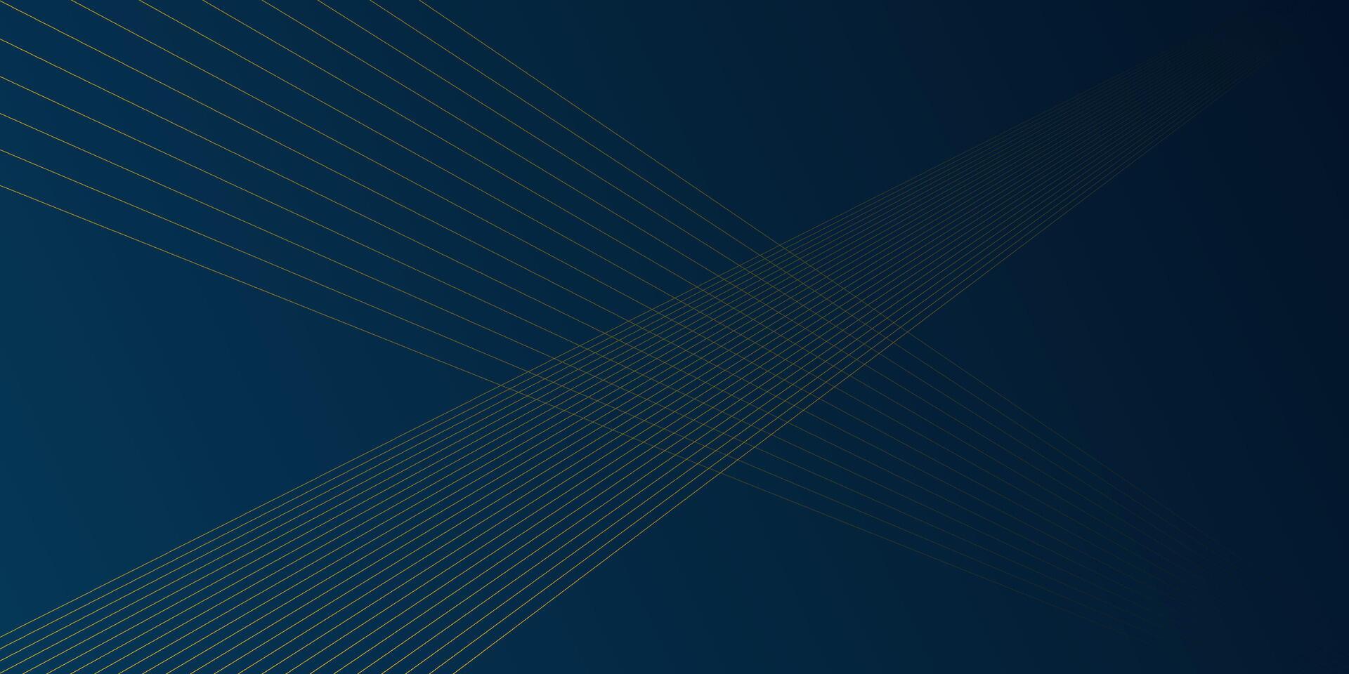 Dark blue abstract background. Futuristic tech gold line background with wavy light effect. eps10 vector