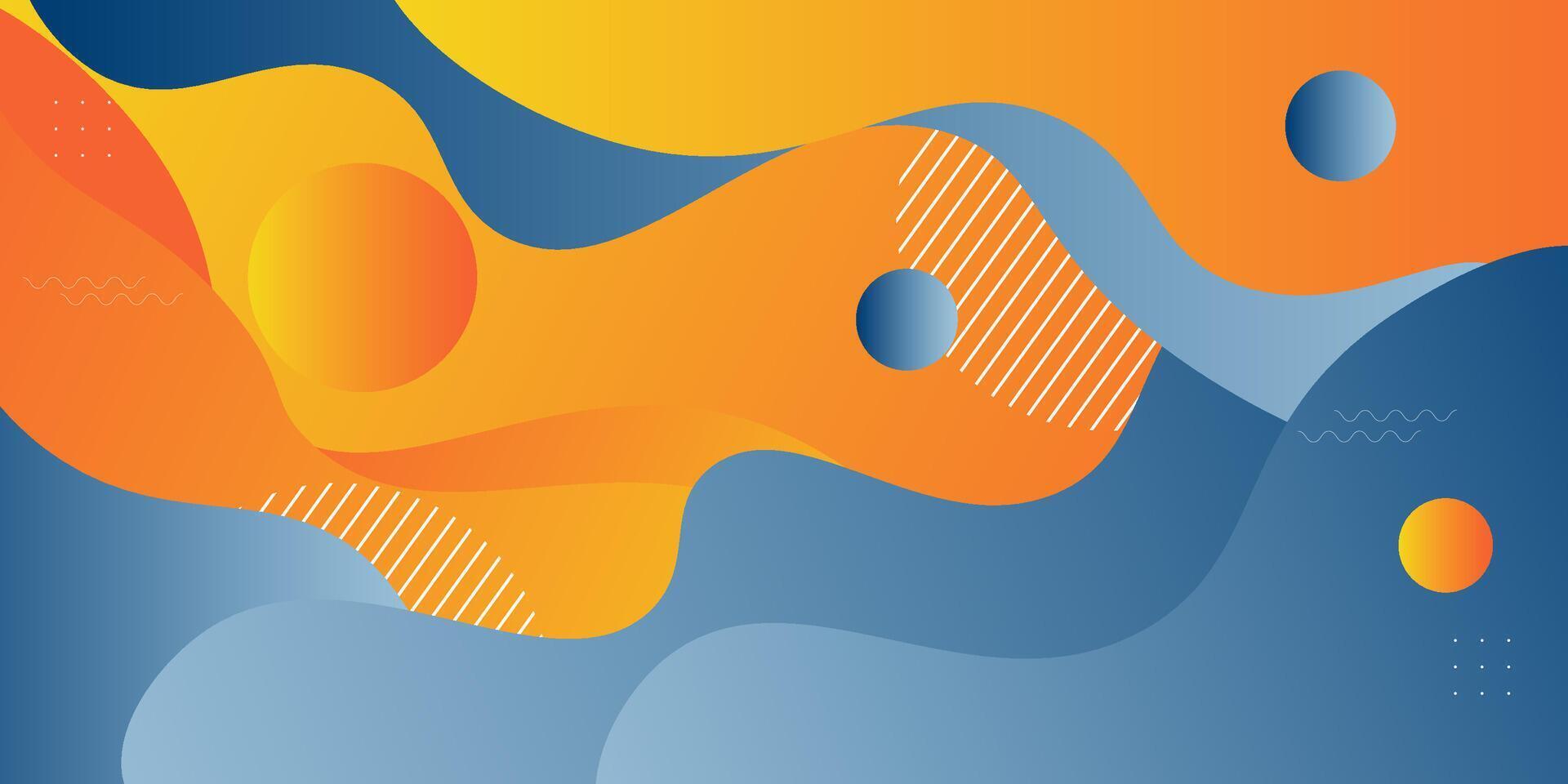 Abstract orange and blue background with simple wavy shapes. Fresh and bright orange design. Popular and modern with 3d shadow concept. eps10 vector