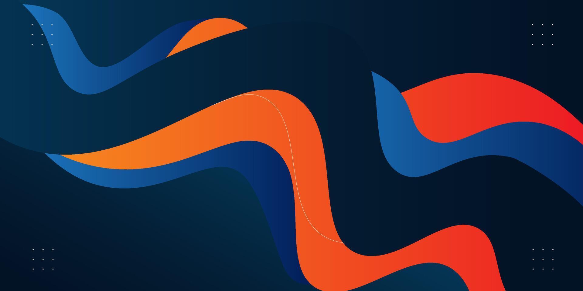 Modern dark blue and orange geometric business banner design. Creative banner design with wave and line shape as template. Simple horizontal banner. vector